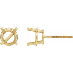 10K Yellow 10 mm Round 4-Prong Earring Mounting