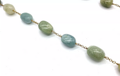 Rarities Sterling Silver Multi-colored Beryl Nugget CableChain Necklace 40"