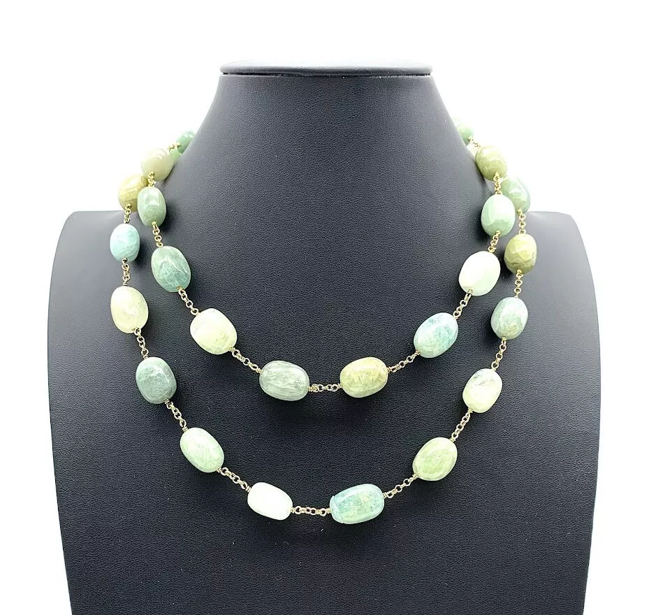 Rarities Sterling Silver Multi-colored Beryl Nugget CableChain Necklace 40"