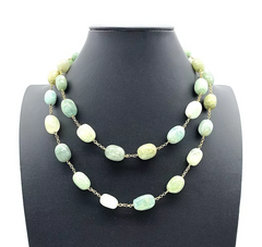 Rarities Sterling Silver Multi-colored Beryl Nugget CableChain Necklace 40"