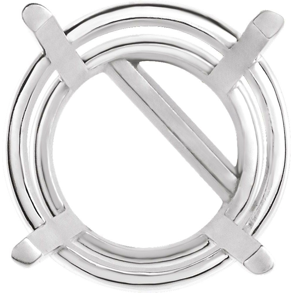 Engaste de aretes redondos de 4 puntas de 9 mm y oro blanco de 18 quilates