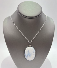HSN Sterling Silver Dendrite Opal & Spinel Oval Pendant Necklace, 18"