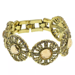 Pulsera de Heidi Daus "Qué elegante es", con cristales color champán dorado de 18 cm