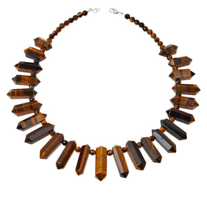 Colleen Lopez Sterling Silver Statement Necklace – Brown Tiger's Eye Gem