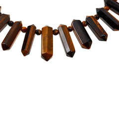 Colleen Lopez Sterling Silver Statement Necklace – Brown Tiger's Eye Gem