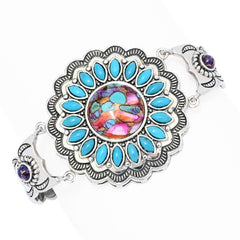 Southwest Elements "Statements" Kingman Turquoise Panel Concho Bracelet