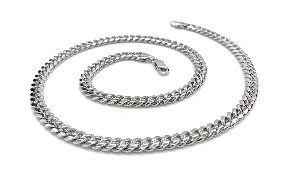 Duhaas® 925 Sterling Silver Rhodium Miami Cuban Link Chain (Made in Italy)