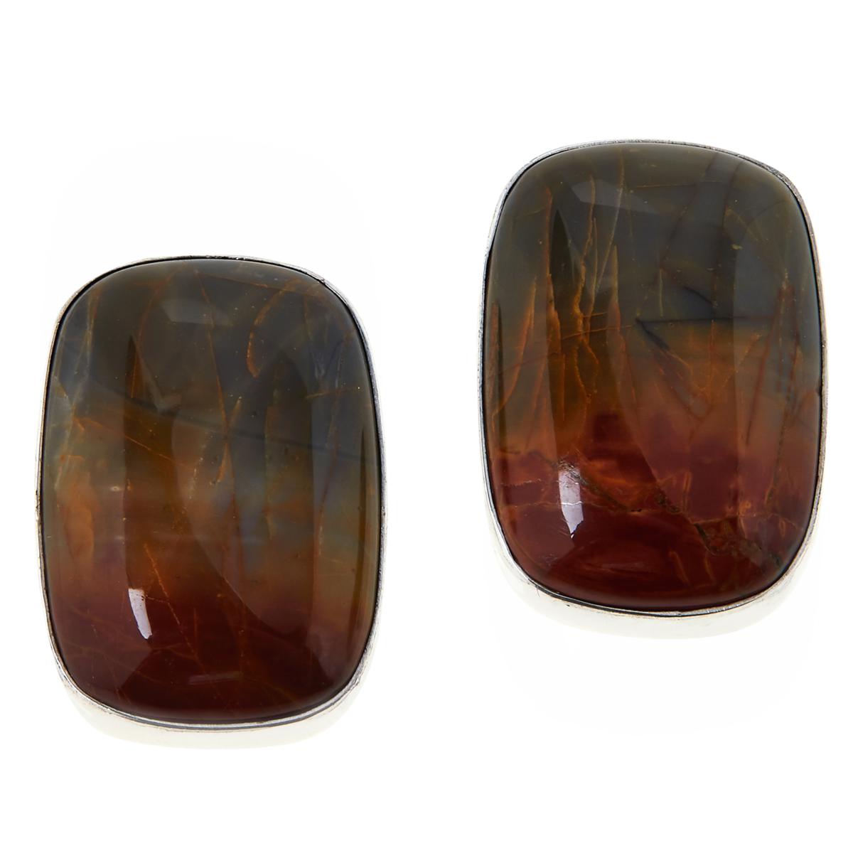 Pendientes Jay King de plata de ley con jaspe rojo. 2,5 cm.