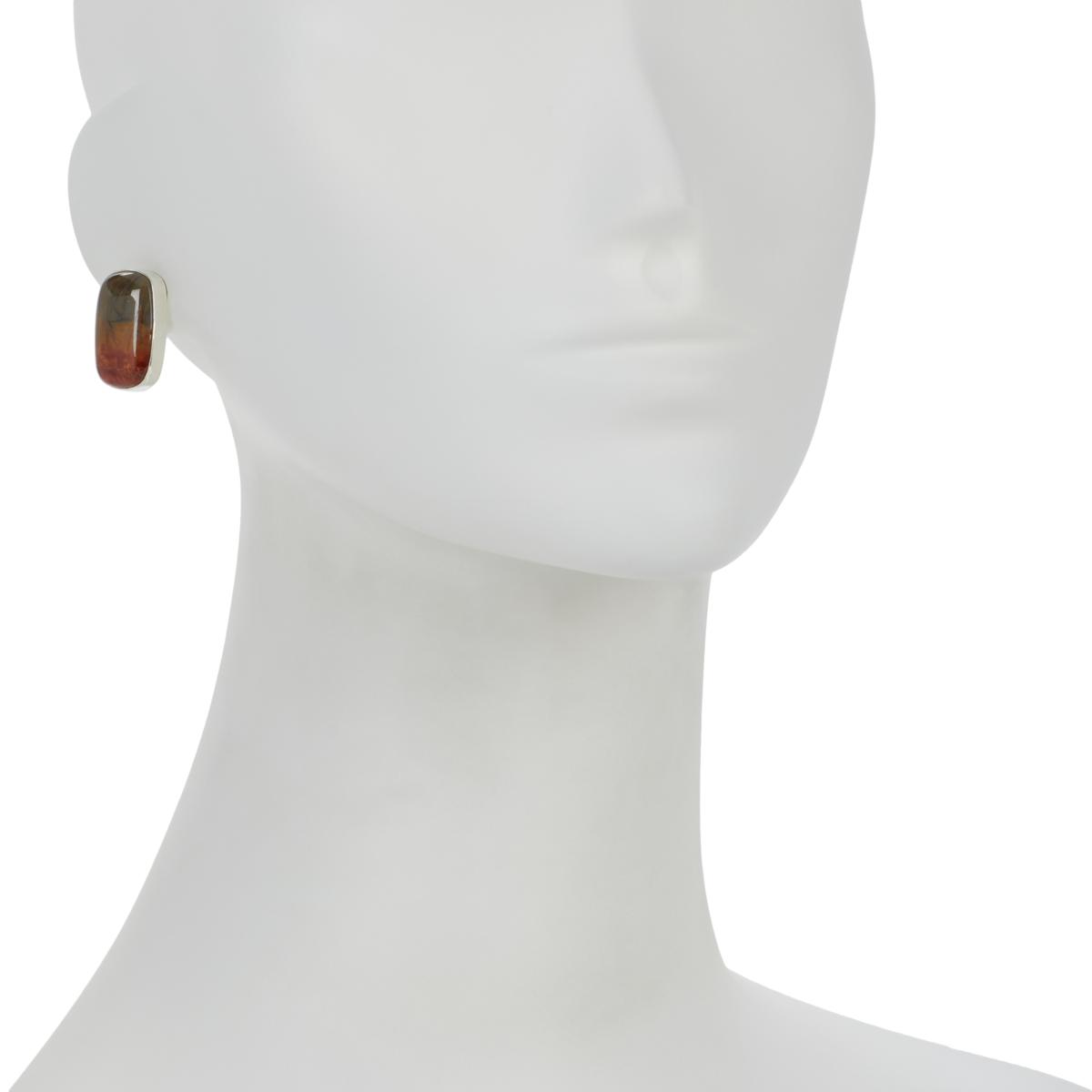 Pendientes Jay King de plata de ley con jaspe rojo. 2,5 cm.