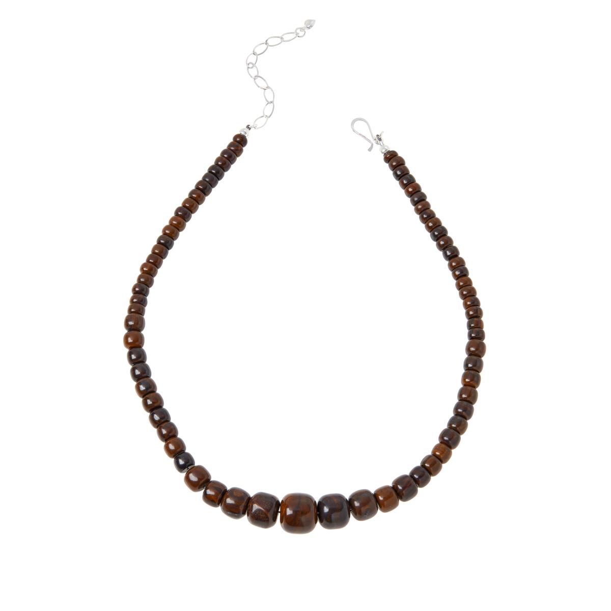 Jay King Sterling Silver Petrified Wood Beaded Necklace, 18"