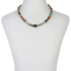 Jay King Sterling Silver Multi-Color Orbicular Chalcedony Bead Necklace
