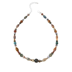 Jay King Sterling Silver Multi-Color Orbicular Chalcedony Bead Necklace