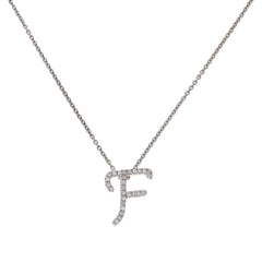 Colleen Lopez Sterling Silver  Clear Diamond "F" initial Necklace, 16"