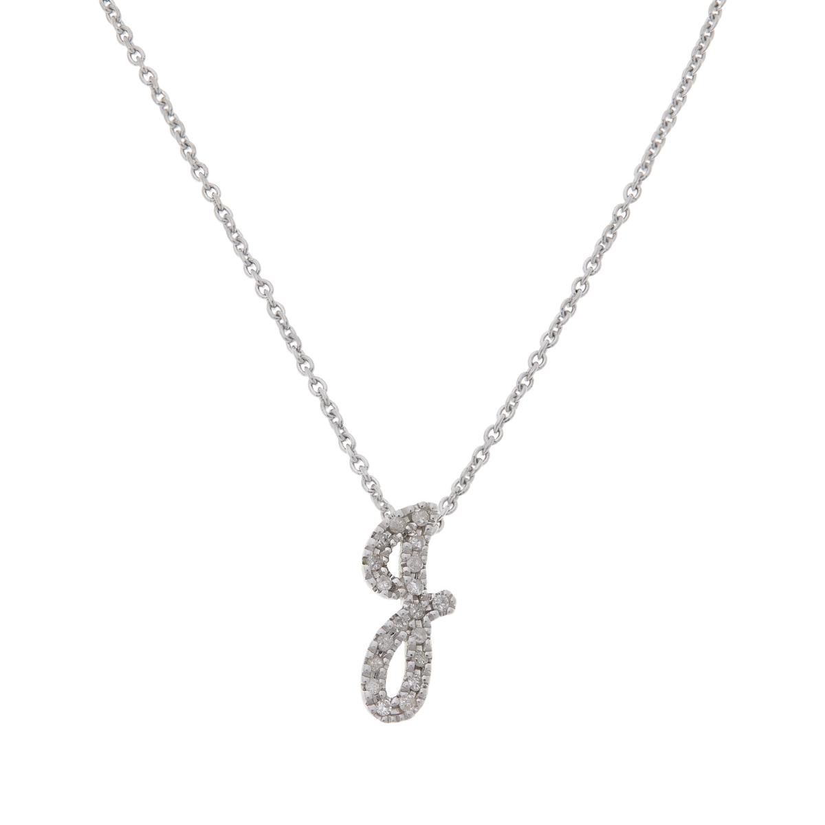 Colleen Lopez Sterling Silver  Clear Diamond "J" initial Necklace, 16"