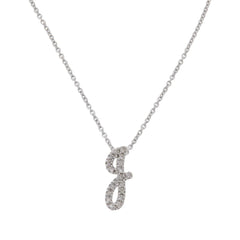 Colleen Lopez Sterling Silver  Clear Diamond "J" initial Necklace, 16"