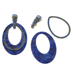 Heidi Daus "XL Hoops"  Blue Crystal-Encrusted Convertible Earrings, 3"