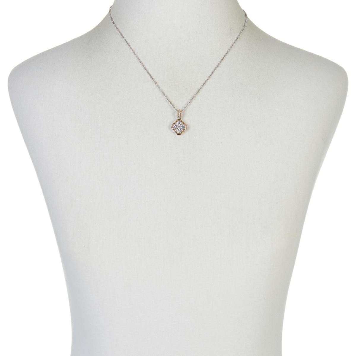 Collar de plata de ley bicolor con circonitas blancas de 45,7 cm, de Gems by Michael Valitutti