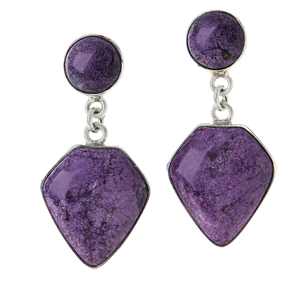 Jay King Sterling Silver Purple Stichtite Drop Earrings.
