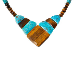 Jay King Sterling Silver Tiger's Eye & Andean Turquoise Reversible Necklace, 18"