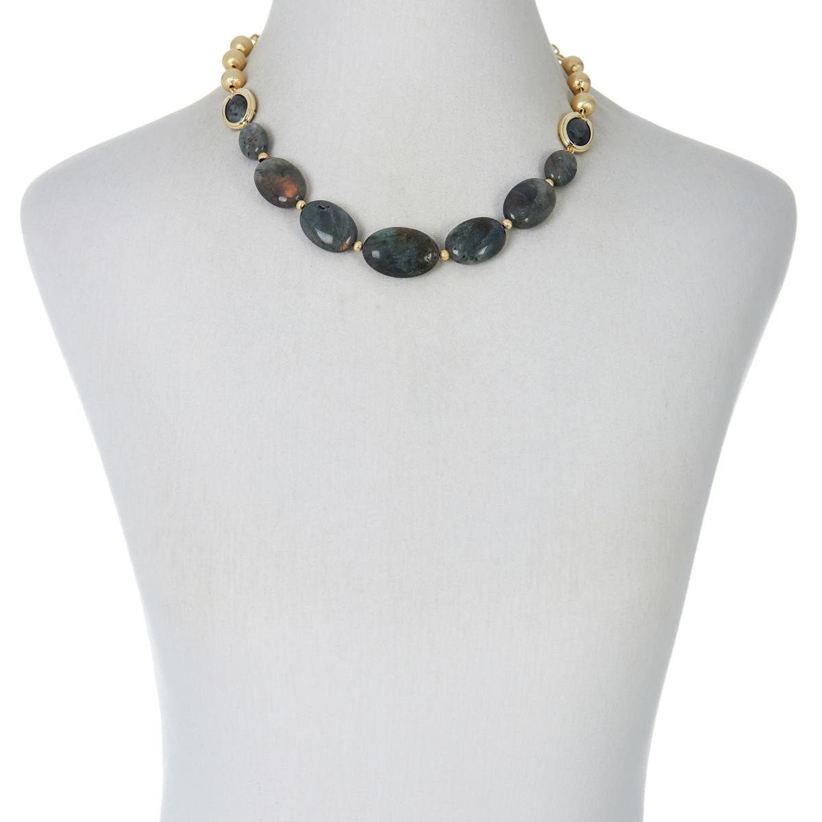 Connie Craig Carroll Eva  Labradorite Beaded Necklace, 20"