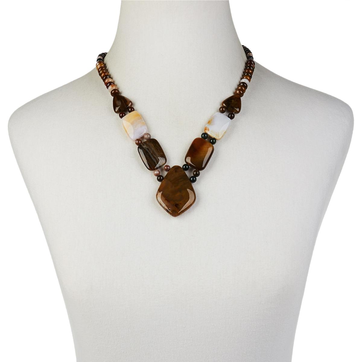 Jay King Sterling Silver Opal in Chalcedony & Jasper Beaded Necklace, 18"