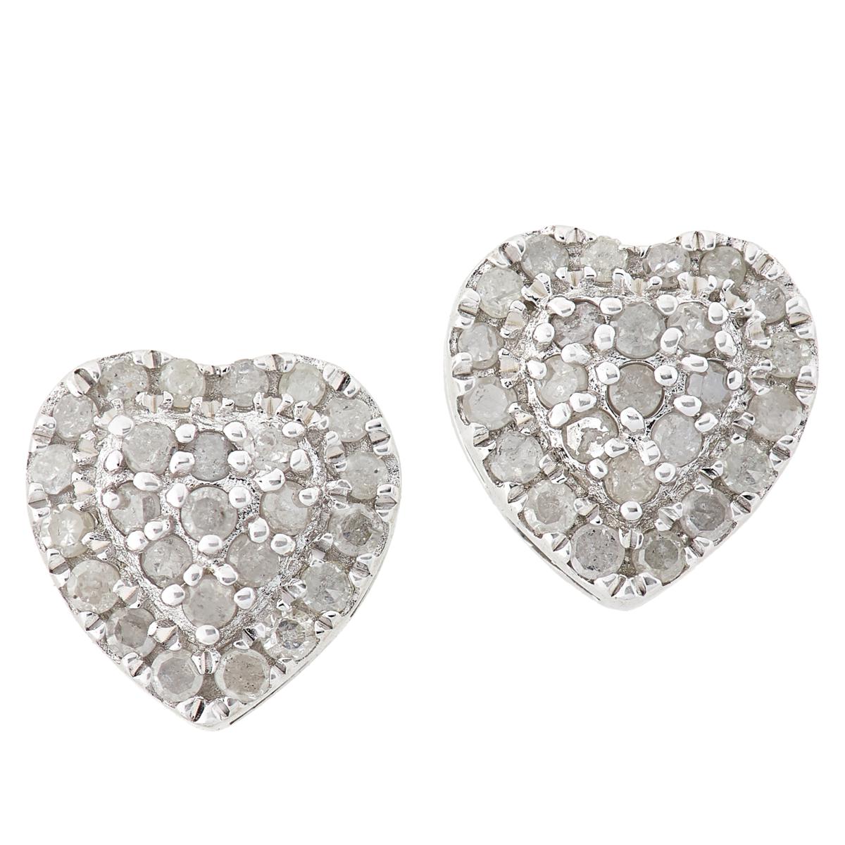 Pendientes de corazón con diamantes en plata de ley de Colleen Lopez