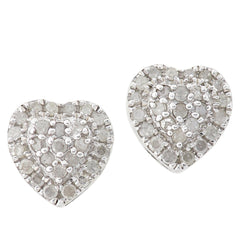 Pendientes de corazón con diamantes en plata de ley de Colleen Lopez