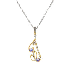 Colgante de tanzanita con inicial J en dos tonos de plata esterlina de Gems by Michael, 45,7 cm