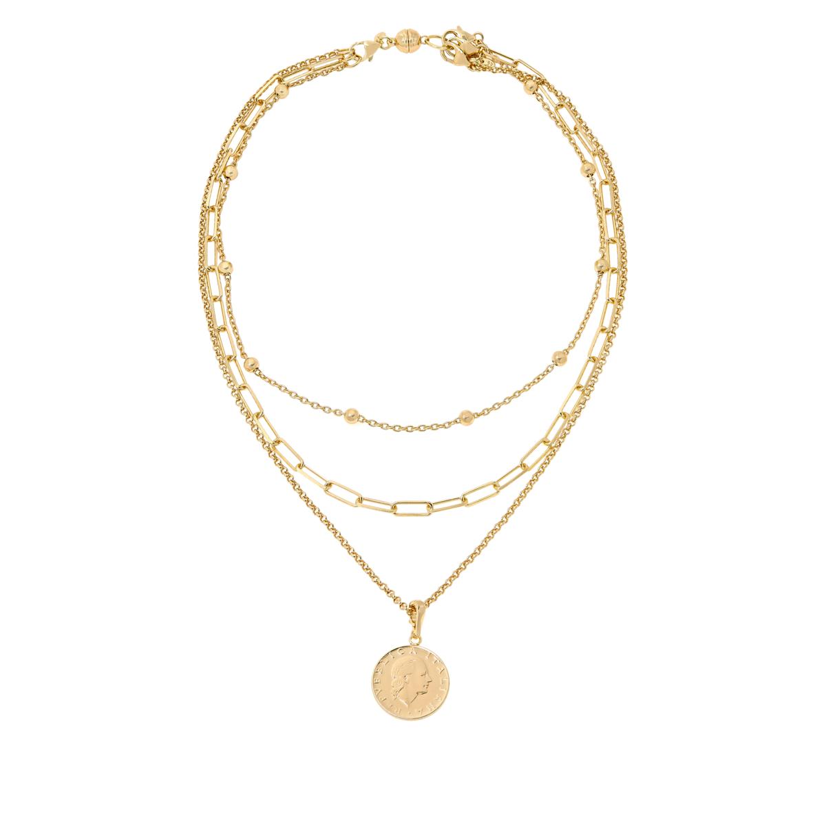 Bellezza 200Lira Coin Bronze Multi-Link  3-piece Necklace Set