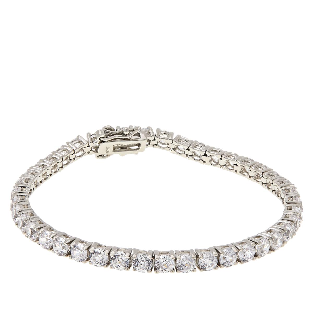 Absolute Sterling Silver 100-Facet Round 4mm Tennis Bracelet, 8"