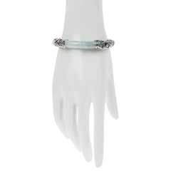 Jade of Yesteryear Sterling Silver Bamboo Design Bangle Bracelet, 7-1/4"