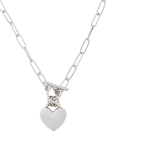Bellezza Bronze Paperclip Chain Heart Drop Necklace, 20"