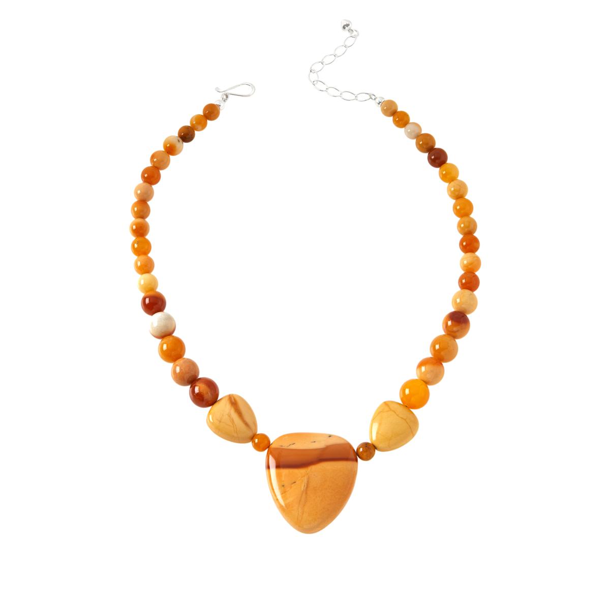 Jay King Sterling Silver Orange Jasper Statement Necklace. 18"