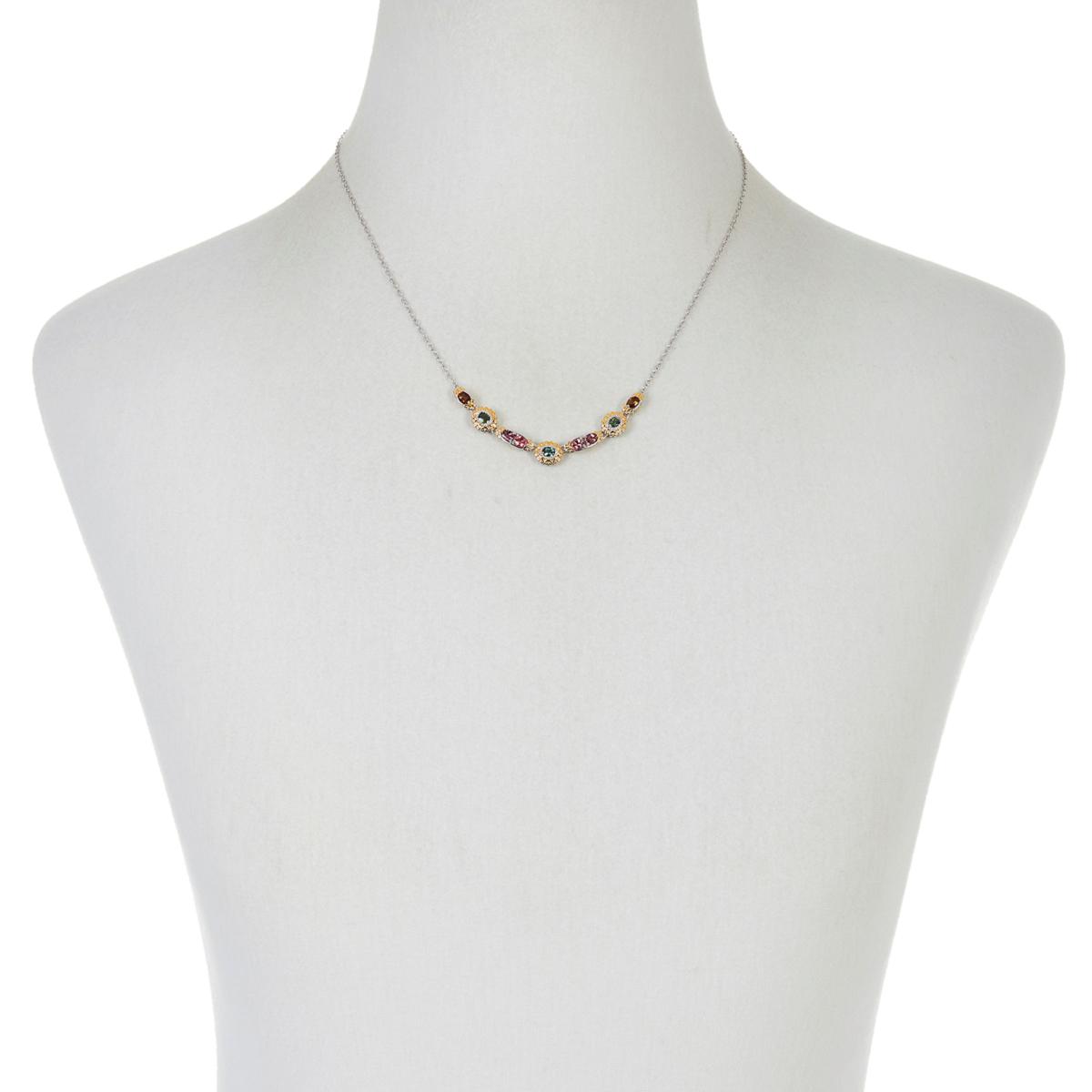 Gems By Michael Sterling Silver Multicolor Tourmaline Station Necklace, 18"