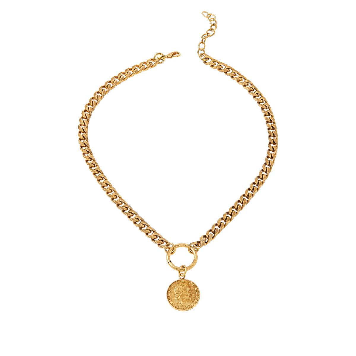 Bellezza Bronze Bold Chain Lira Necklace, 18"