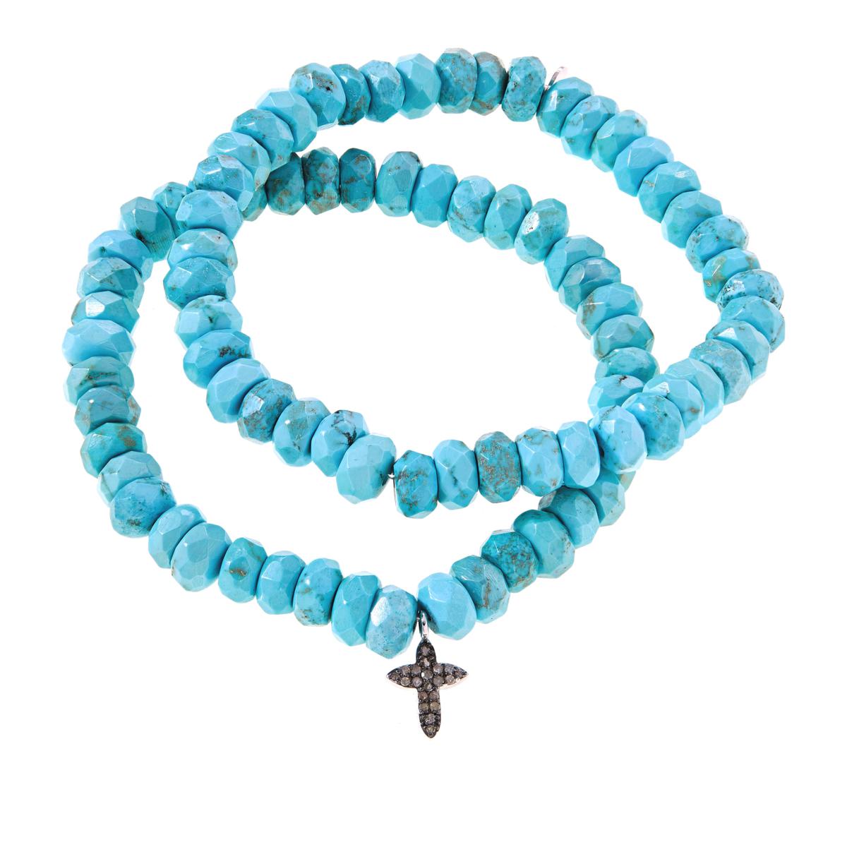 Colleen Lopez Sterling Silver Set of 2 Beaded Magnesite Stretch Bracelets with Charm