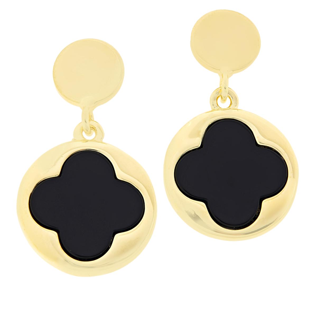 Bellezza Bronze Onyx Flower Design Drop Earrings