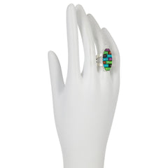 Jay King Multicolor Turquoise Inlay Sterling Silver Cocktail Ring Size 6