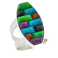 Jay King Multicolor Turquoise Inlay Sterling Silver Cocktail Ring Size 6