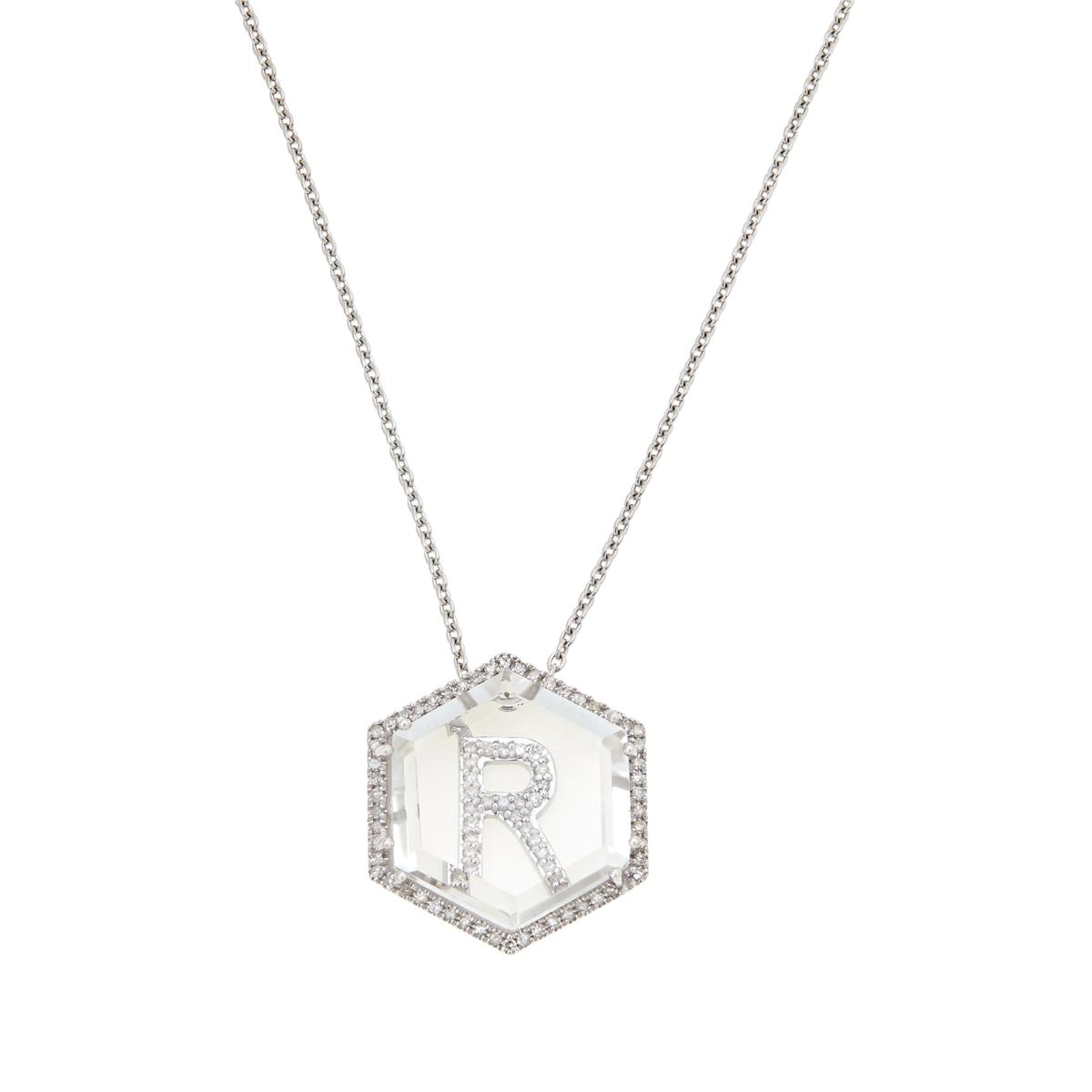 Colleen Lopez Sterling Silver Diamond Initial "R" and Quartz Pendant Necklace, 18"