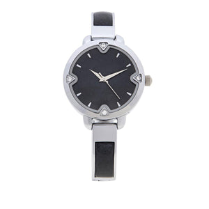 Jade of Yesteryear Silvertone Black Jade Cuff Watch, 7-1/4"
