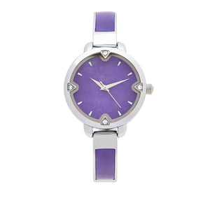 Jade of Yesteryear Silvertone Purple Jade Cuff Watch, 7-1/4"