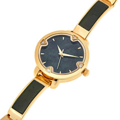 Jade of Yesteryear Goldtone Nephrite Jade Cuff Watch, 7-1/4"