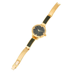 Jade of Yesteryear Goldtone Nephrite Jade Cuff Watch, 7-1/4"