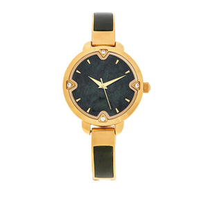 Jade of Yesteryear Goldtone Nephrite Jade Cuff Watch, 7-1/4"