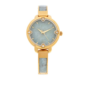 Jade of Yesteryear Goldtone Jade Cuff Watch, 7-1/4"