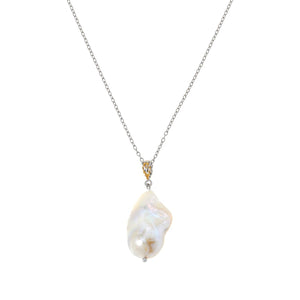 Gems By Michael Sterling Silver Baroque Pearl Pendant Necklace, 18"