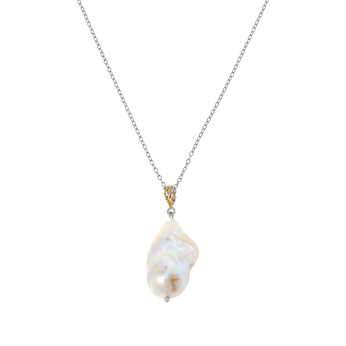 Gems By Michael Sterling Silver Baroque Pearl Pendant Necklace, 18"