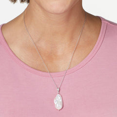 Gems By Michael Sterling Silver Baroque Pearl Pendant Necklace, 18"