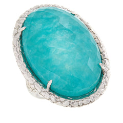 Colleen Lopez Sterling Silver Faceted Oval Amazonite Doublet Ring, Size 5